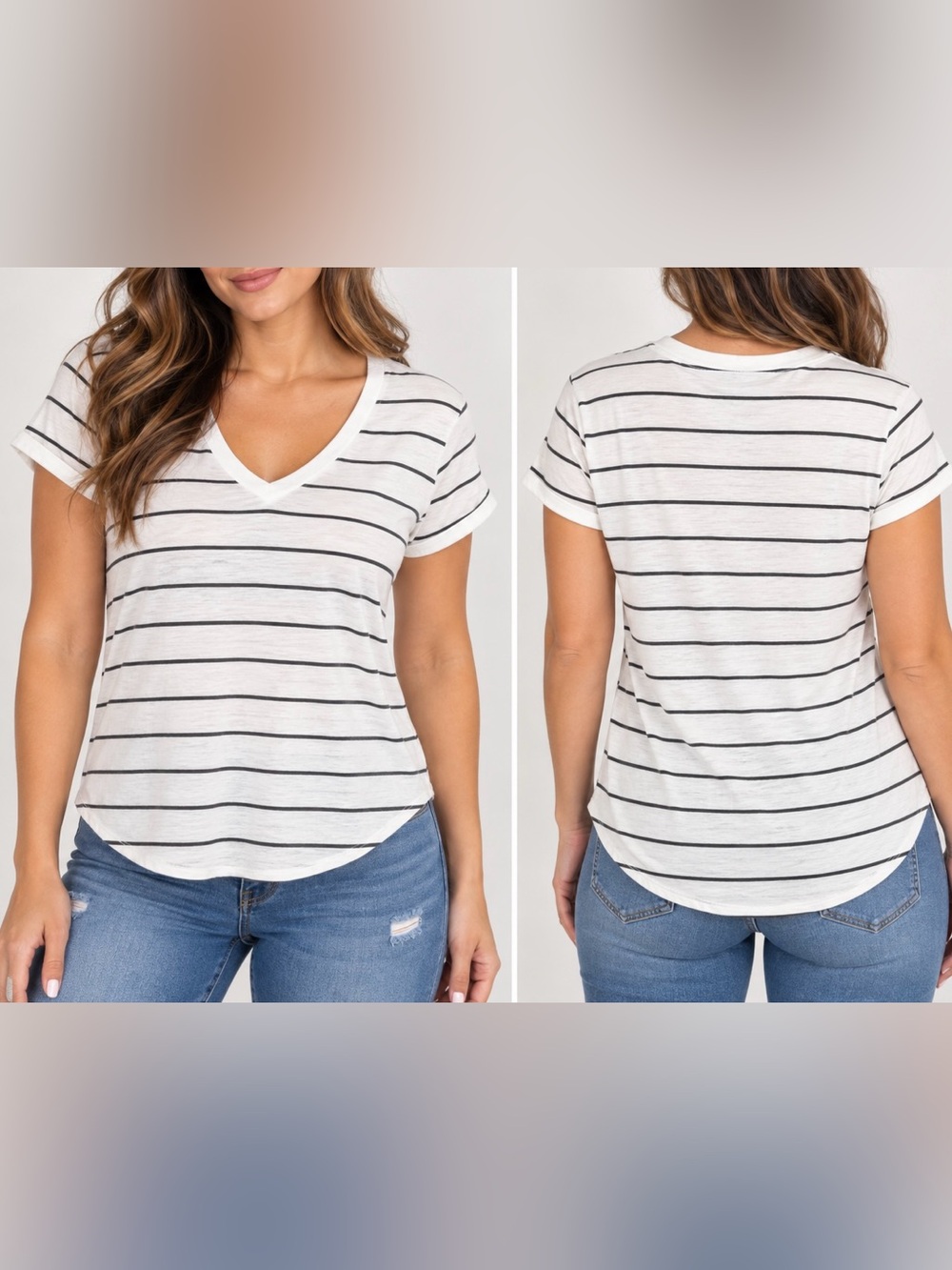 G9- Women’s, Small Maurices Striped Vneck Shirt